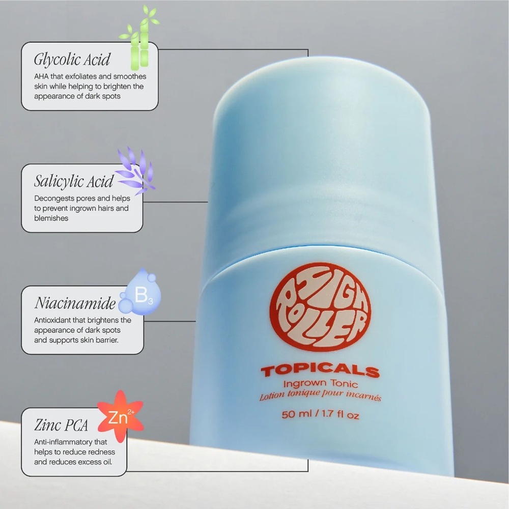 Topicals High Roller Ingrown Hair Serum Roll-on Tonic to Soothe and Calm 1.7 oz - Picture 4 of 7